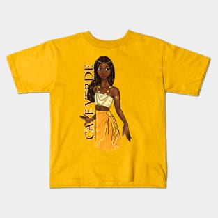 Black is Beautiful - Cape Verde African Melanin Girl in traditional outfit Kids T-Shirt